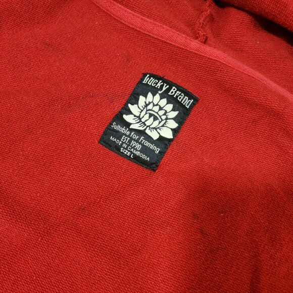 Lucky Brand Wrap Jacket Jingo Kimono Hoodie Red Jersey Knit Red - Picture 10 of 15